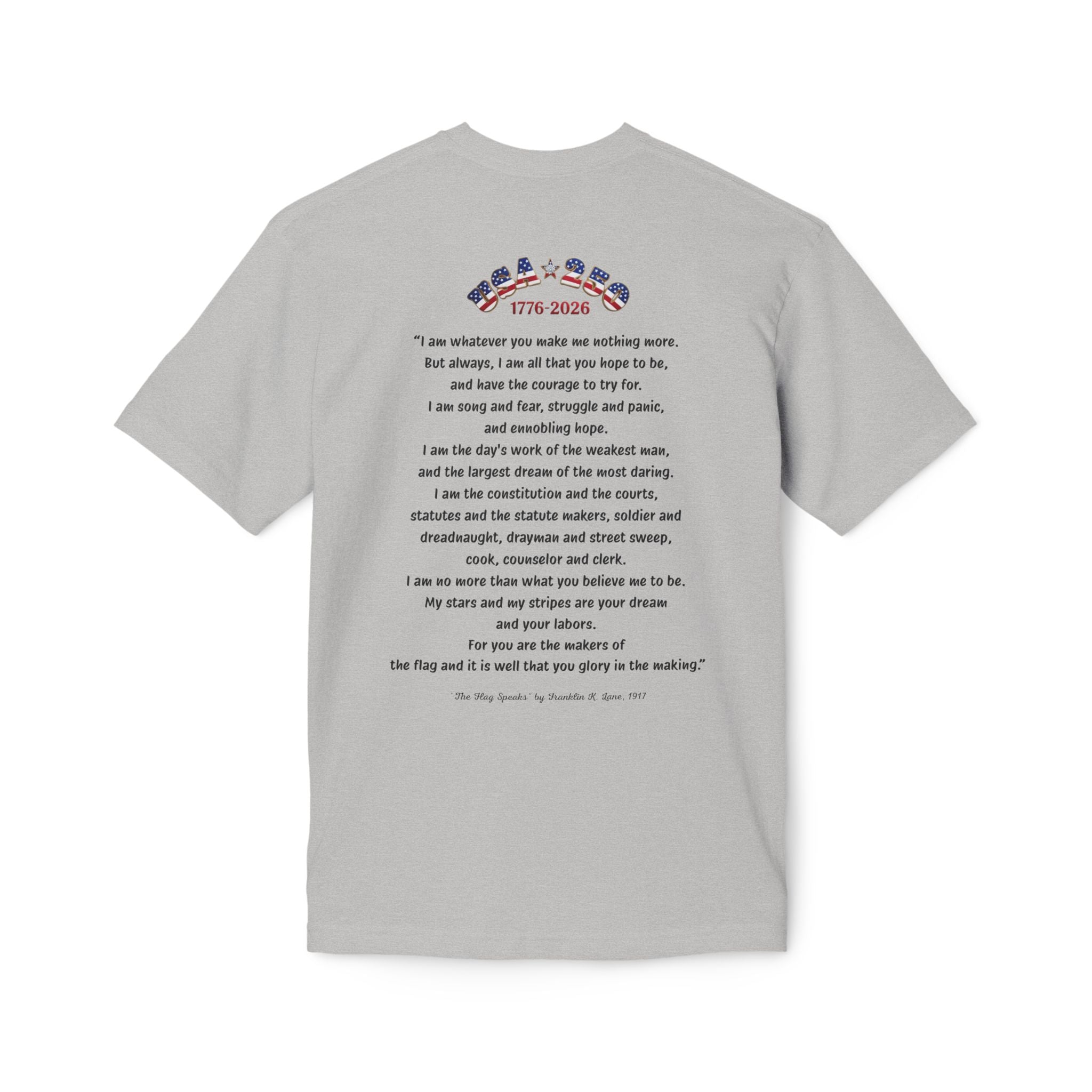 Betsy Ross Flag Soaring Eagle Unisex T-Shirt | USA 250 1776-2026, The Flag Speaks poem