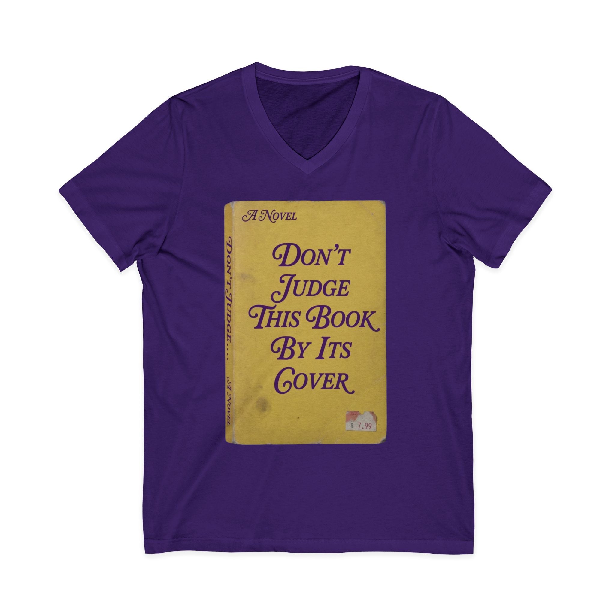 Don't Judge This Book by Its Cover Unisex V-Neck Tee | Book Cover Graphic, Vintage
