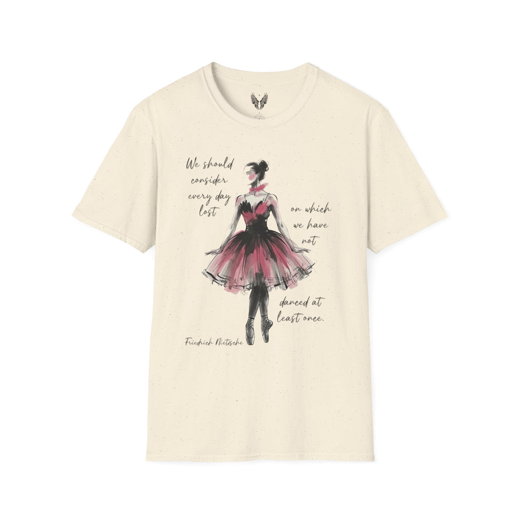 Ballet Dancer Illustration T-Shirt | Watercolor Ballerina Nietzsche Quote