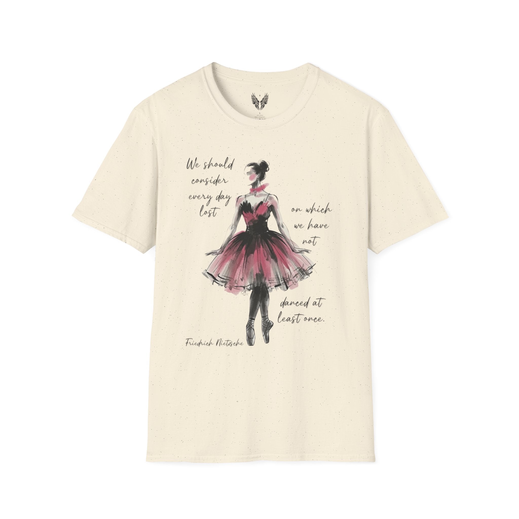Ballet Dancer Illustration T-Shirt | Watercolor Ballerina Nietzsche Quote