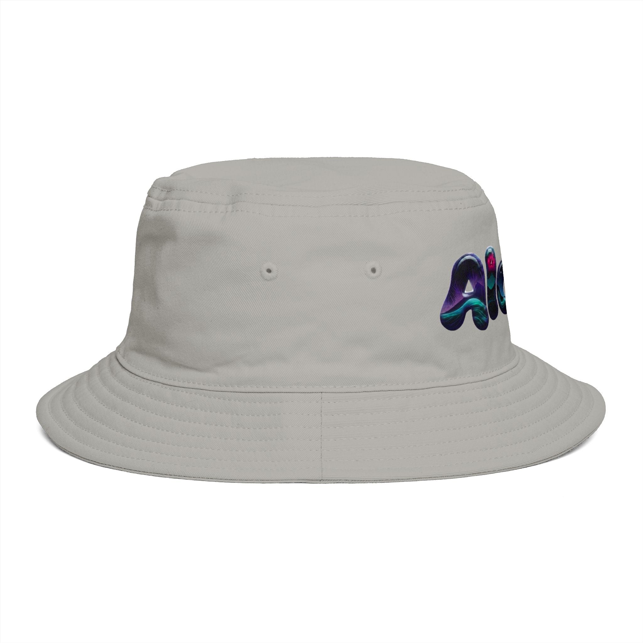 Aloha! Bubble Letter Print Bucket Hat | Tropical Hawaii Surf Vibes