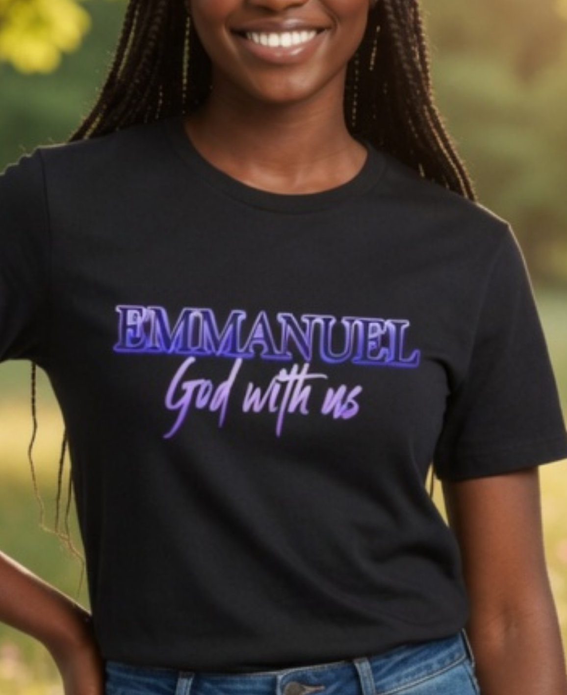 Emmanuel "God with us" Name of God Unisex T-Shirt | Purple Script Tee