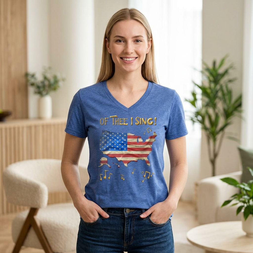 My Country 'Tis of Thee Patriotic Flag Tee | Vintage V-neck