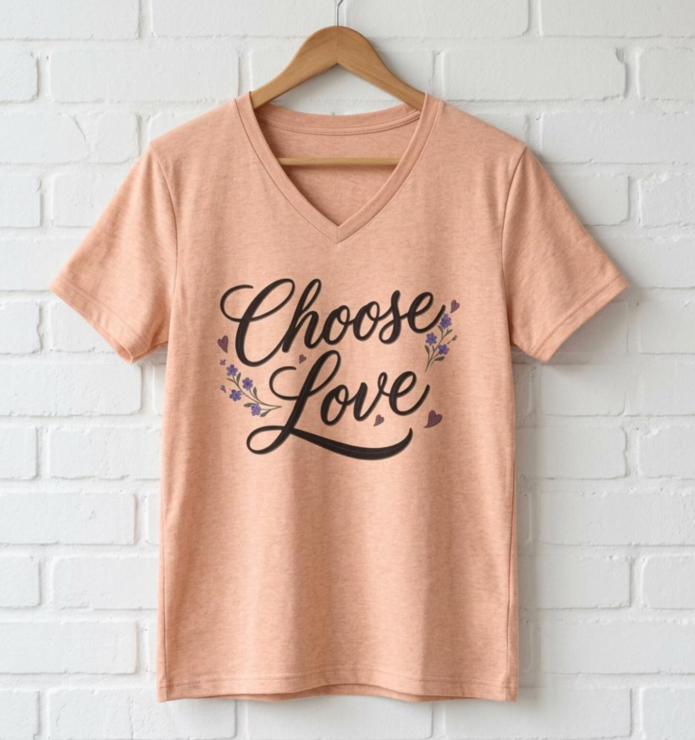 Choose Love Inspirational Ladies V Neck Tee, Kindness and Encouragement