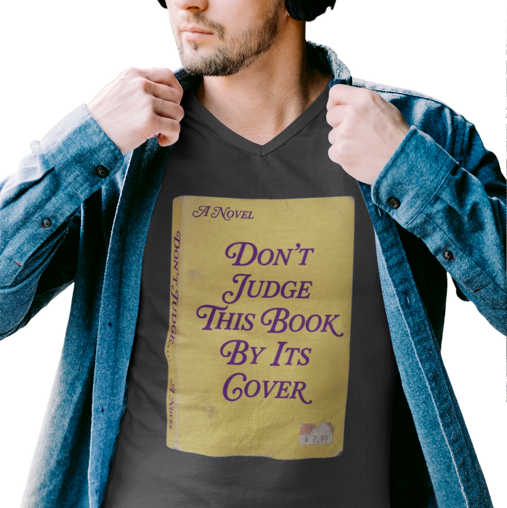 Don't Judge This Book by Its Cover Unisex V-Neck Tee | Book Cover Graphic, Vintage