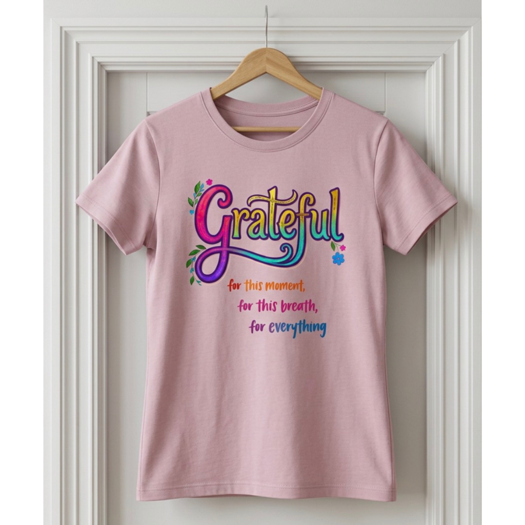 Grateful for This Moment Floral Tee | Ladies Scoop Neck