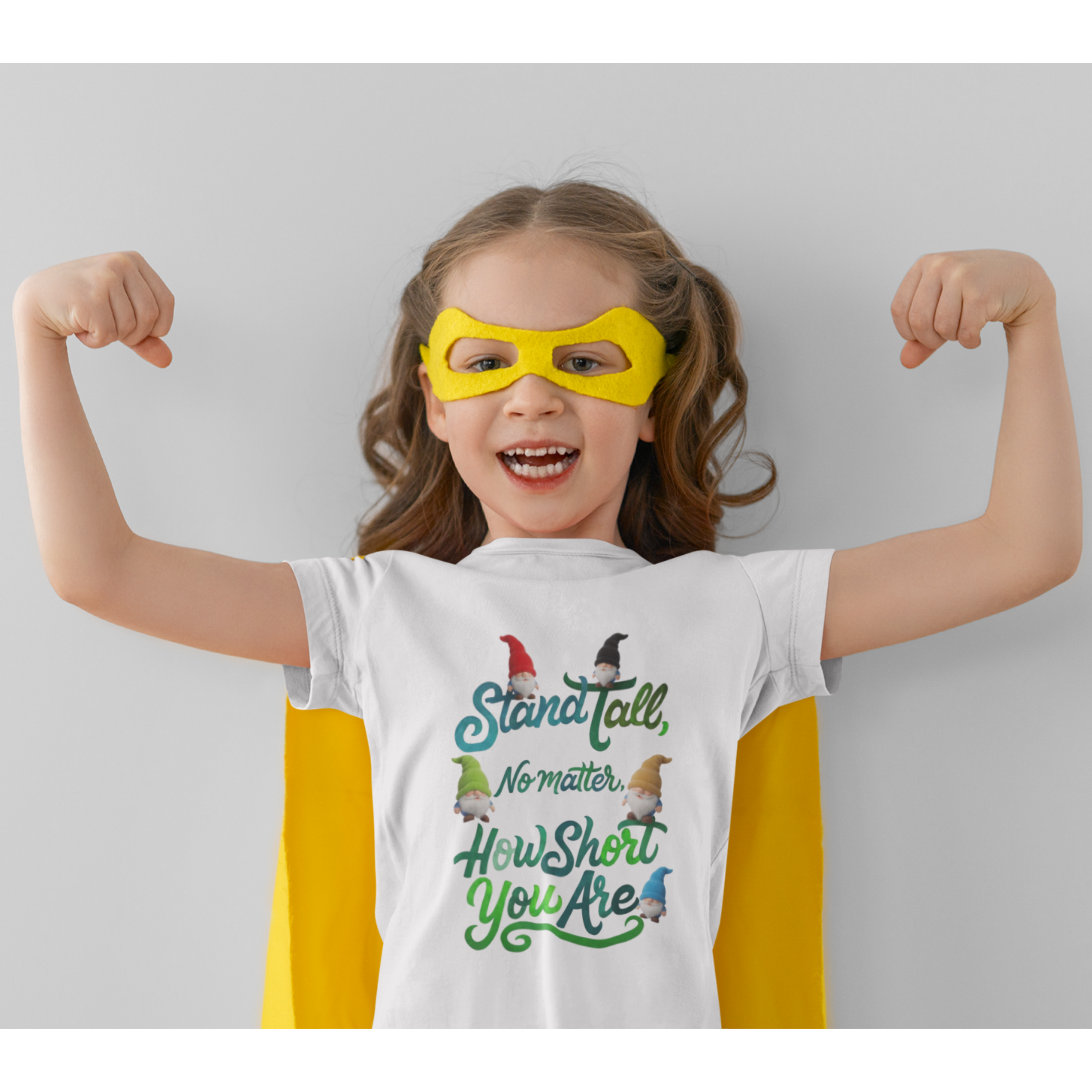 Stand Tall No Matter How Short You Are Unisex Toddler Tee | Cute Gnomes Illustration, Self-Esteem