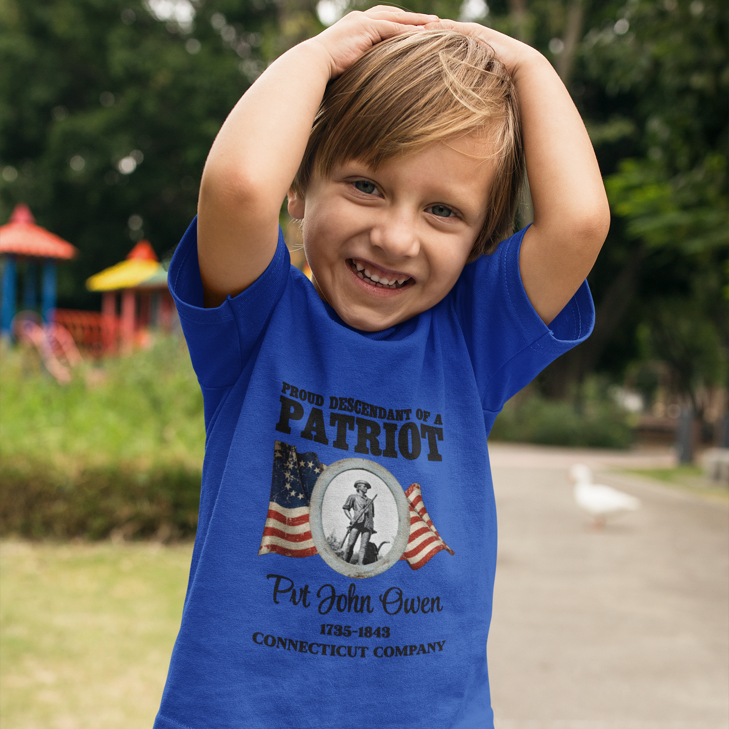 OWENS FAMILY with authentic obituary - Proud Descendant of a Patriot Unisex Toddler Tee | Revolutionary Soldier, American Flag