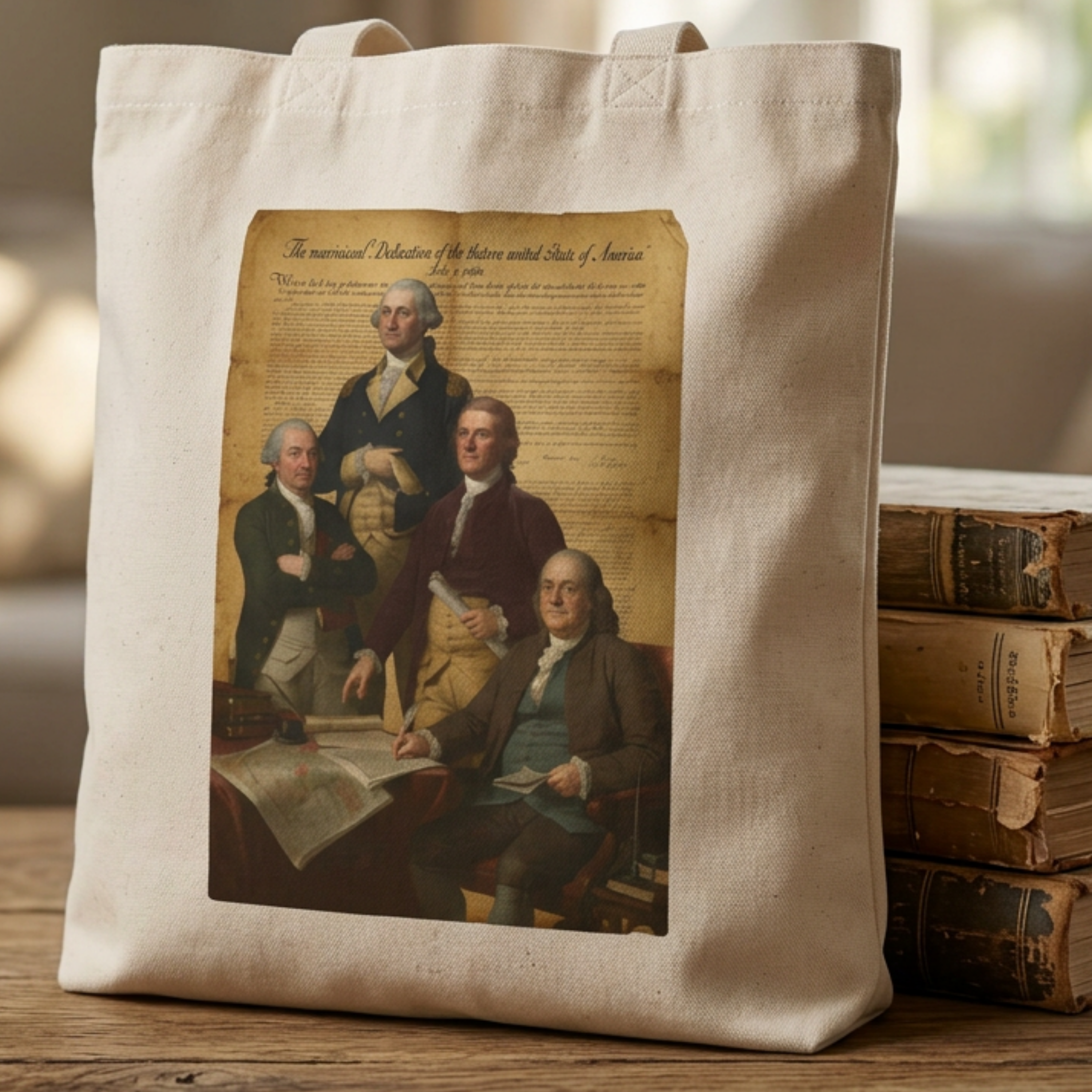 Founding Fathers 250 Anniversary Tote Bag | Patriotic Eagle American Flag Tribute
