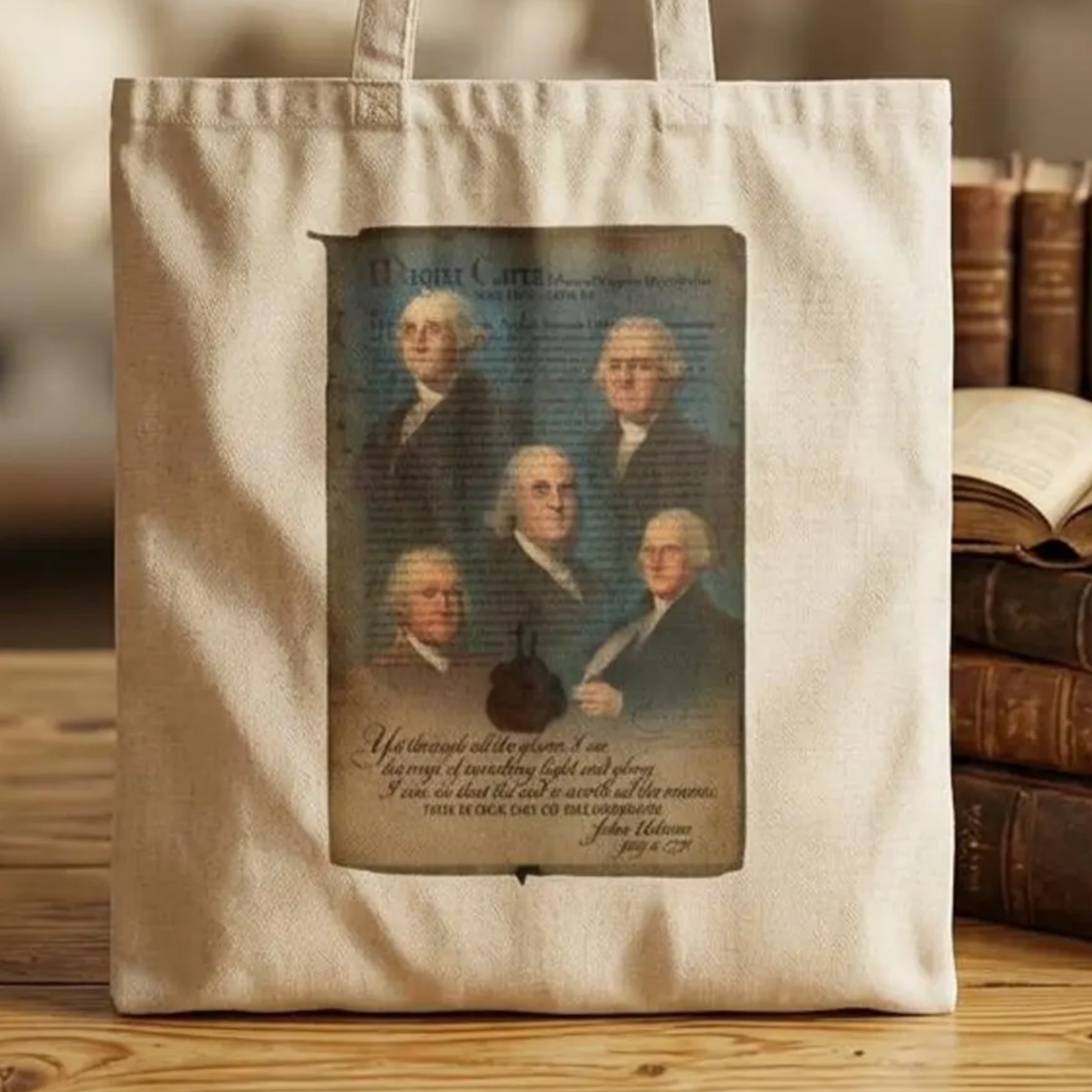 USA 250 Tribute Founding Fathers Patriotic Canvas Tote