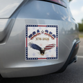 USA 250 Tribute Eagle Car Magnet | 1776-2026 American Flag Design, Square decal for car, gold