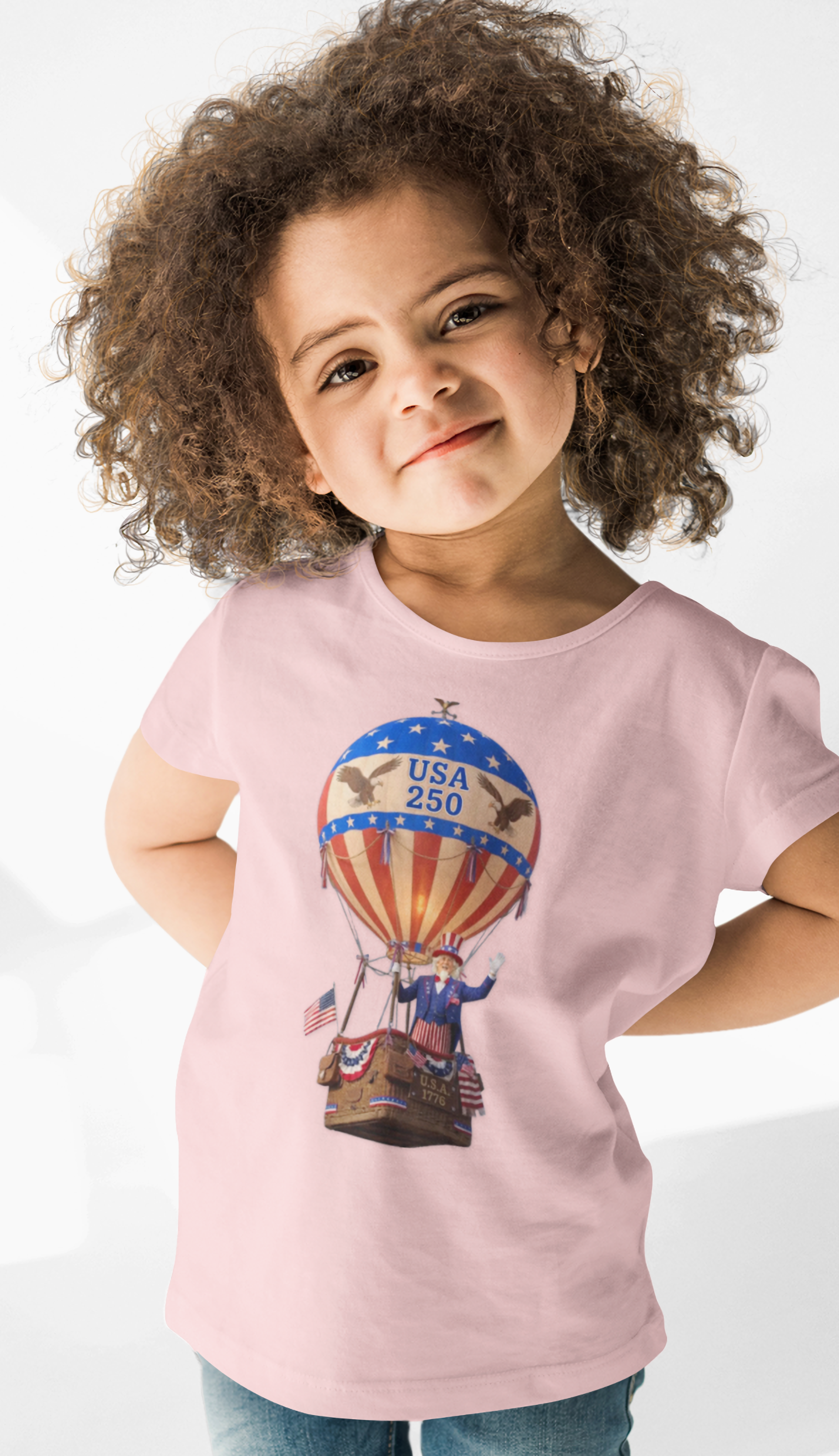 Patriotic Hot Air Balloon Unisex Toddler Tee | USA 250 Tribute, Yankee Doodle Lyrics on back