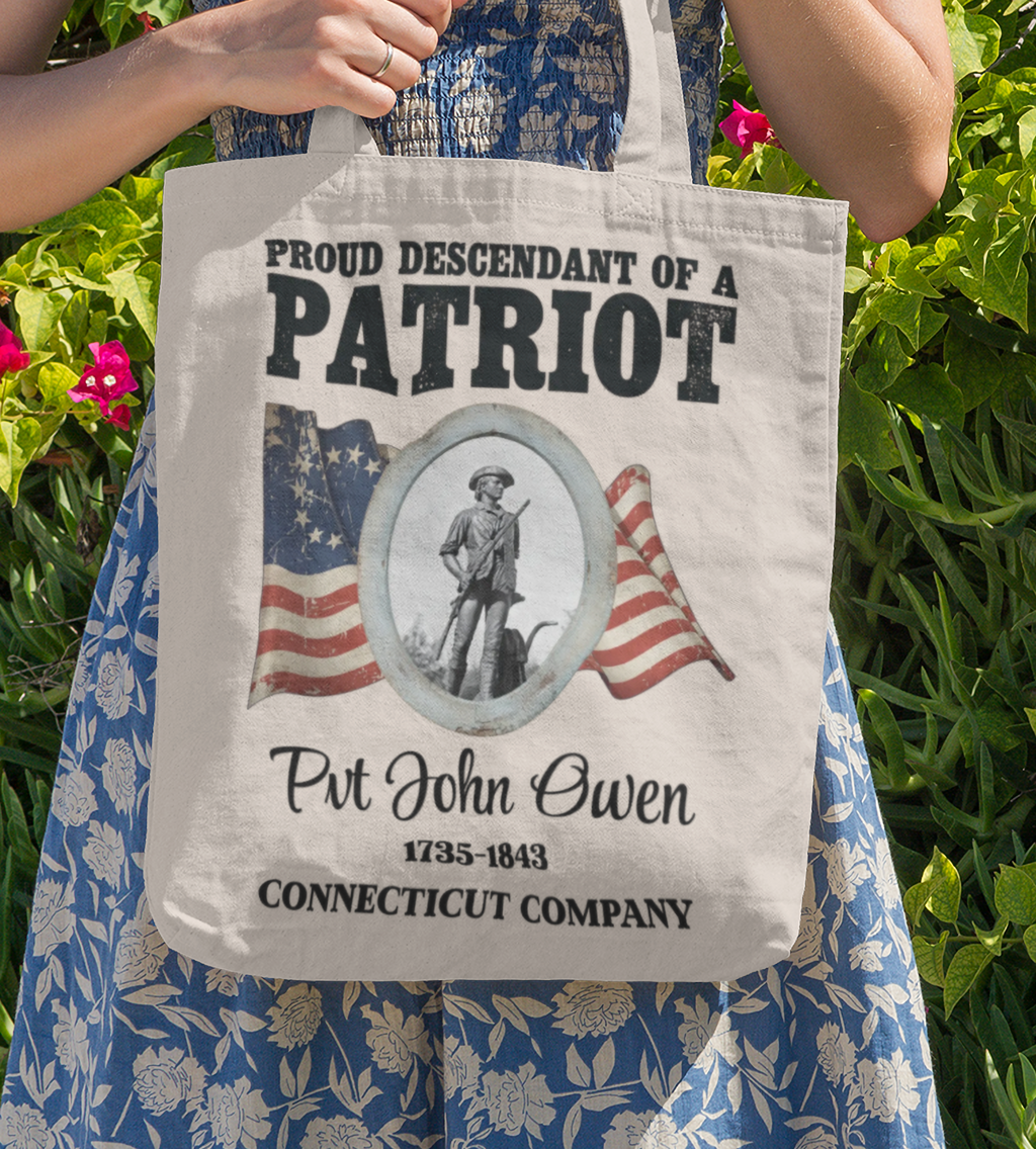 Revolutionary War Patriot Descendant Tote Bag | Personalized Cotton Canvas