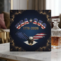 USA 250 Bald Eagle Flag Coaster, Hardboard - 1776-2026 Commemorative, gold