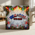 USA 250 Patriotic Gnome Ceramic Coaster - Christmas Holiday Decor