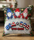 Patriotic Christmas Gnome Throw Pillow | USA 250 1776-2026 commemorative
