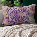 Choose Love Watercolor Floral Accent Lumbar Pillow | "Love One Another" Reminder