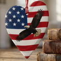 USA 250 Eagle and American Flag Wooden Heart Ornament, 1776-2026 Semi-quincentennial Keepsake