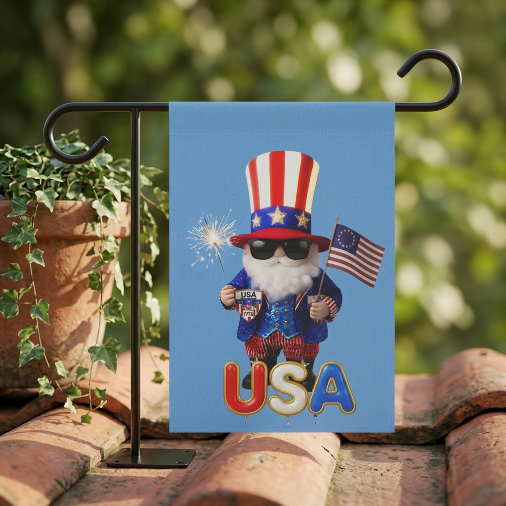 Patriotic USA Gnome Garden & House Banner | 4th of July Outdoor Flag