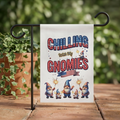 Garden Flag - "Chilling with My Gnomies" Patriotic Gnome Yard Banner