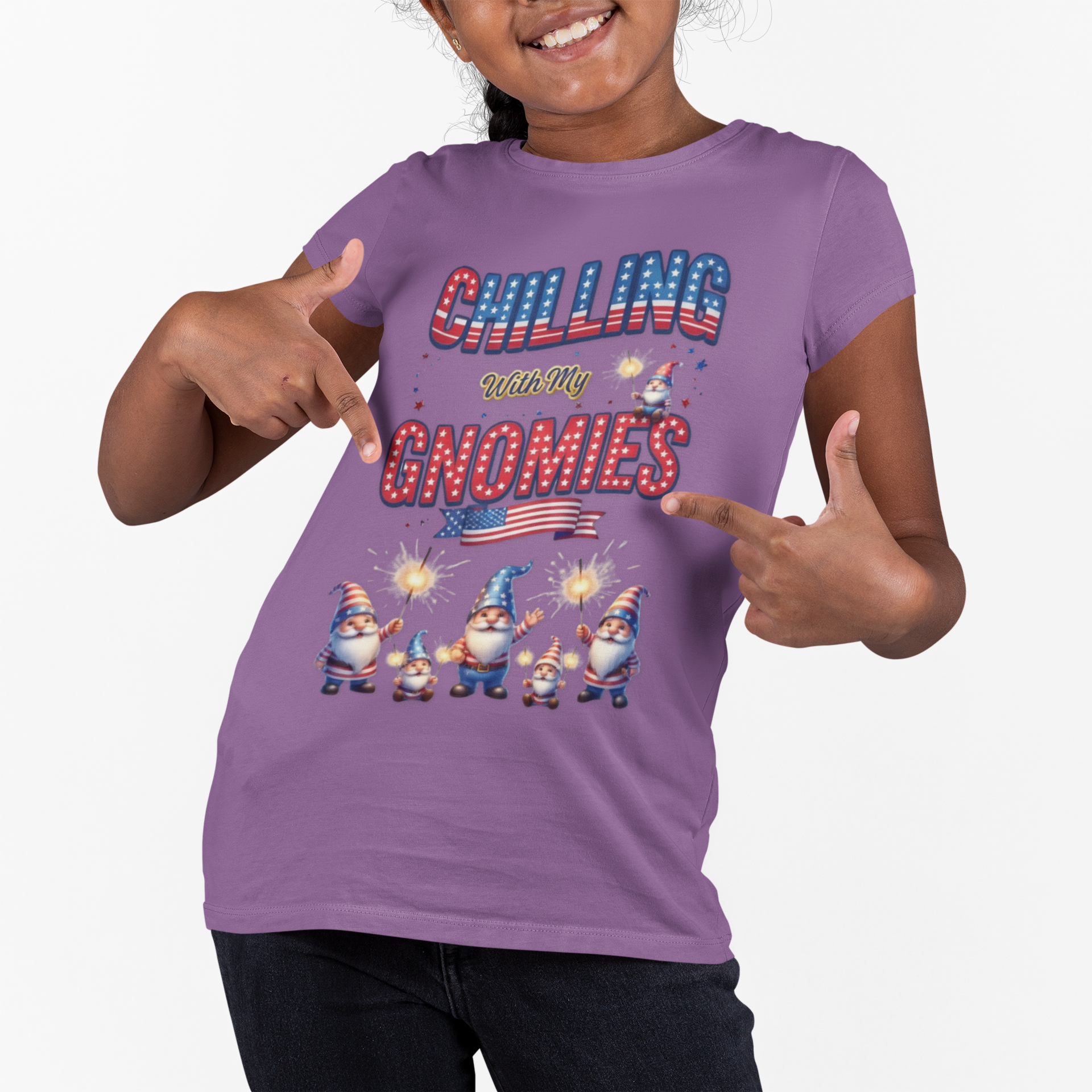 Chilling With My Gnomies Unisex Youth Tee | Patriotic 4th of July, USA 250 Tribute