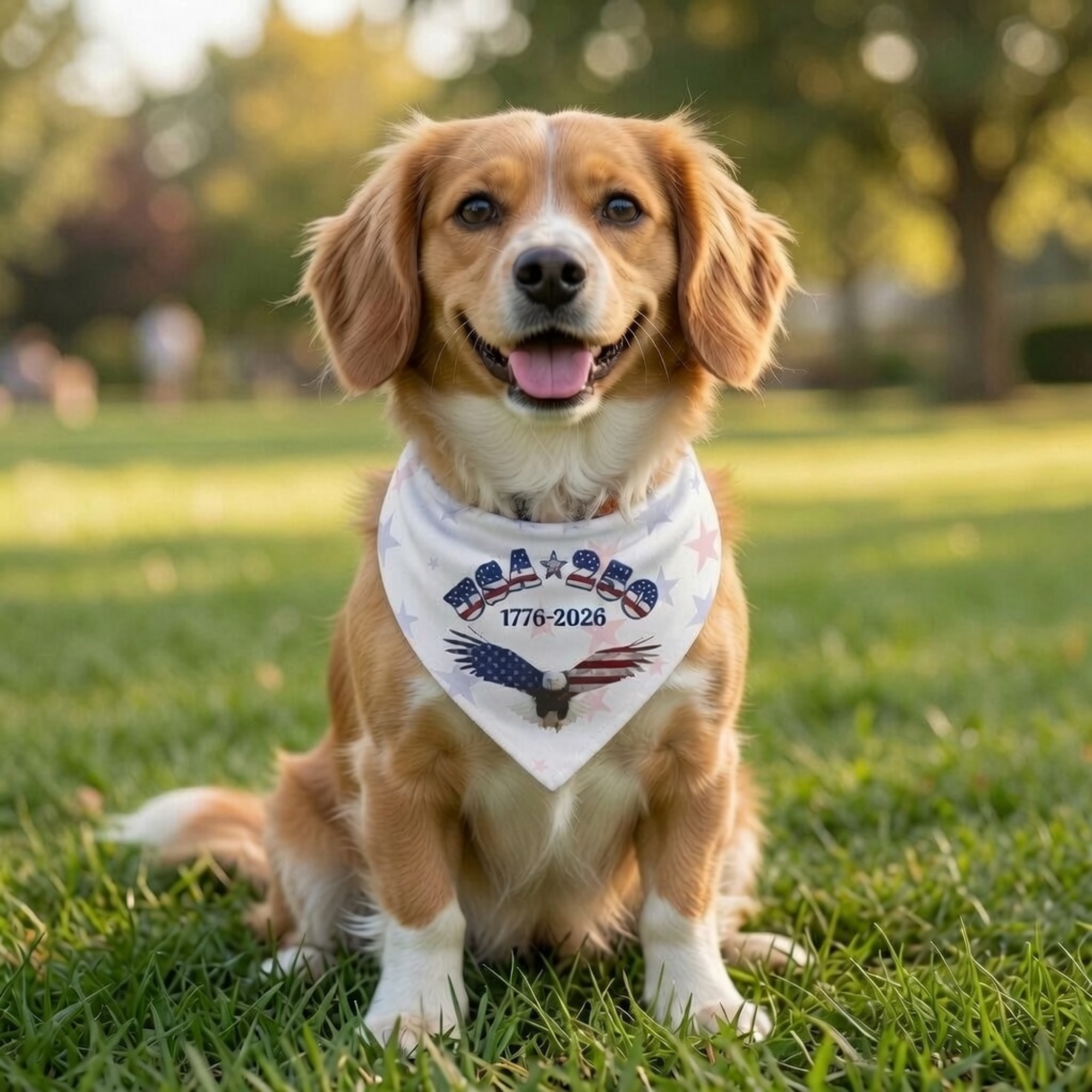 American Flag Eagle Clip-on Pet Bandana | Patriotic Pet Accessory USA 250, 1776-2026