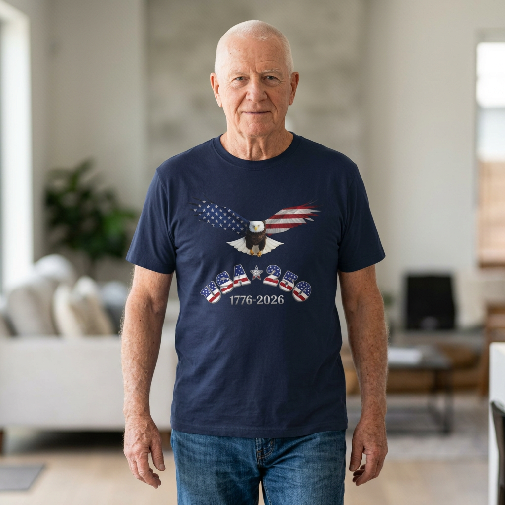 American Flag Eagle Unisex T-Shirt | Patriotic 1776-2026 Design, USA 250 Tribute