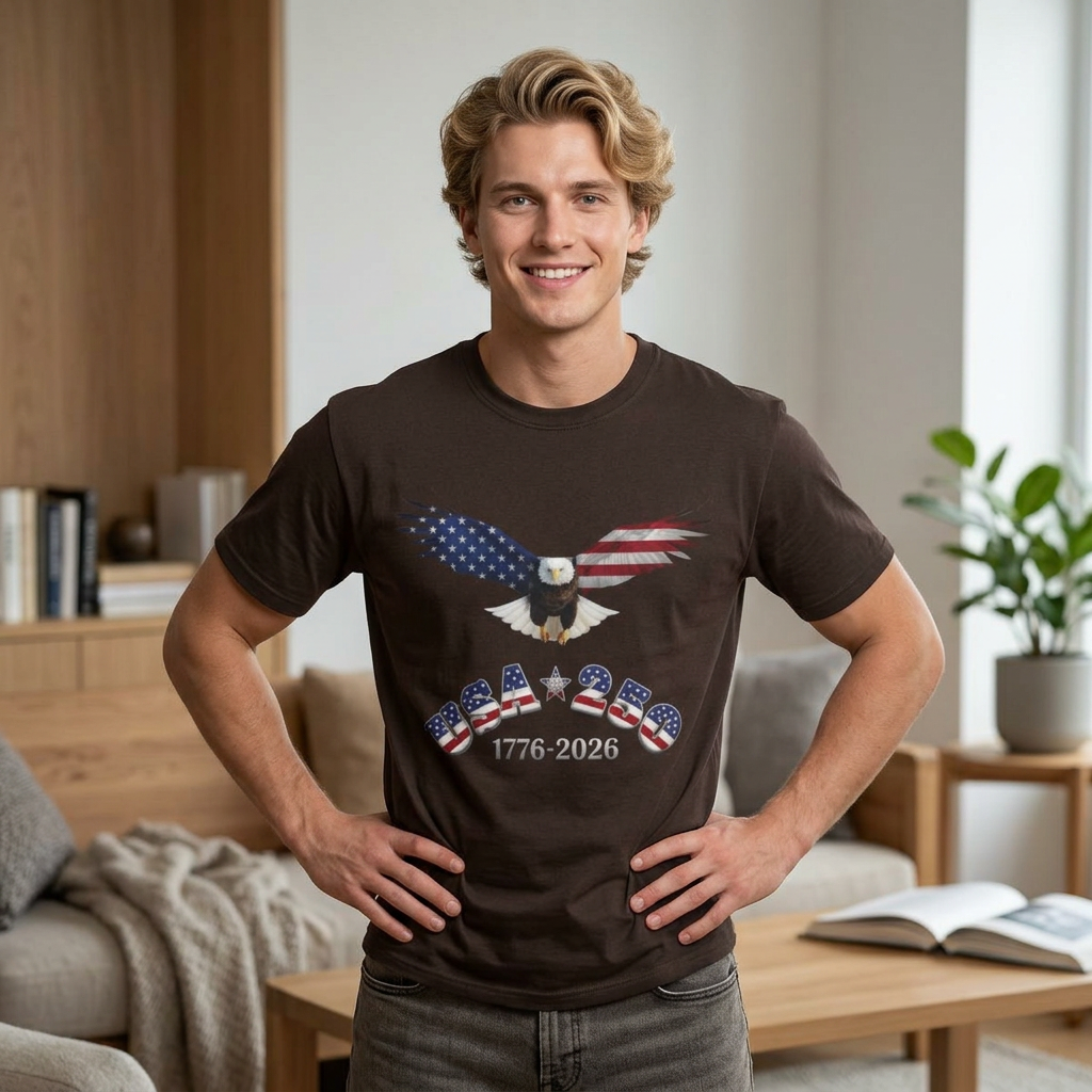 American Flag Eagle Unisex T-Shirt | Patriotic 1776-2026 Design, USA 250 Tribute