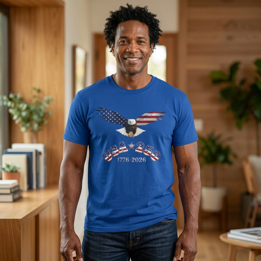 American Flag Eagle Unisex T-Shirt | Patriotic 1776-2026 Design, USA 250 Tribute