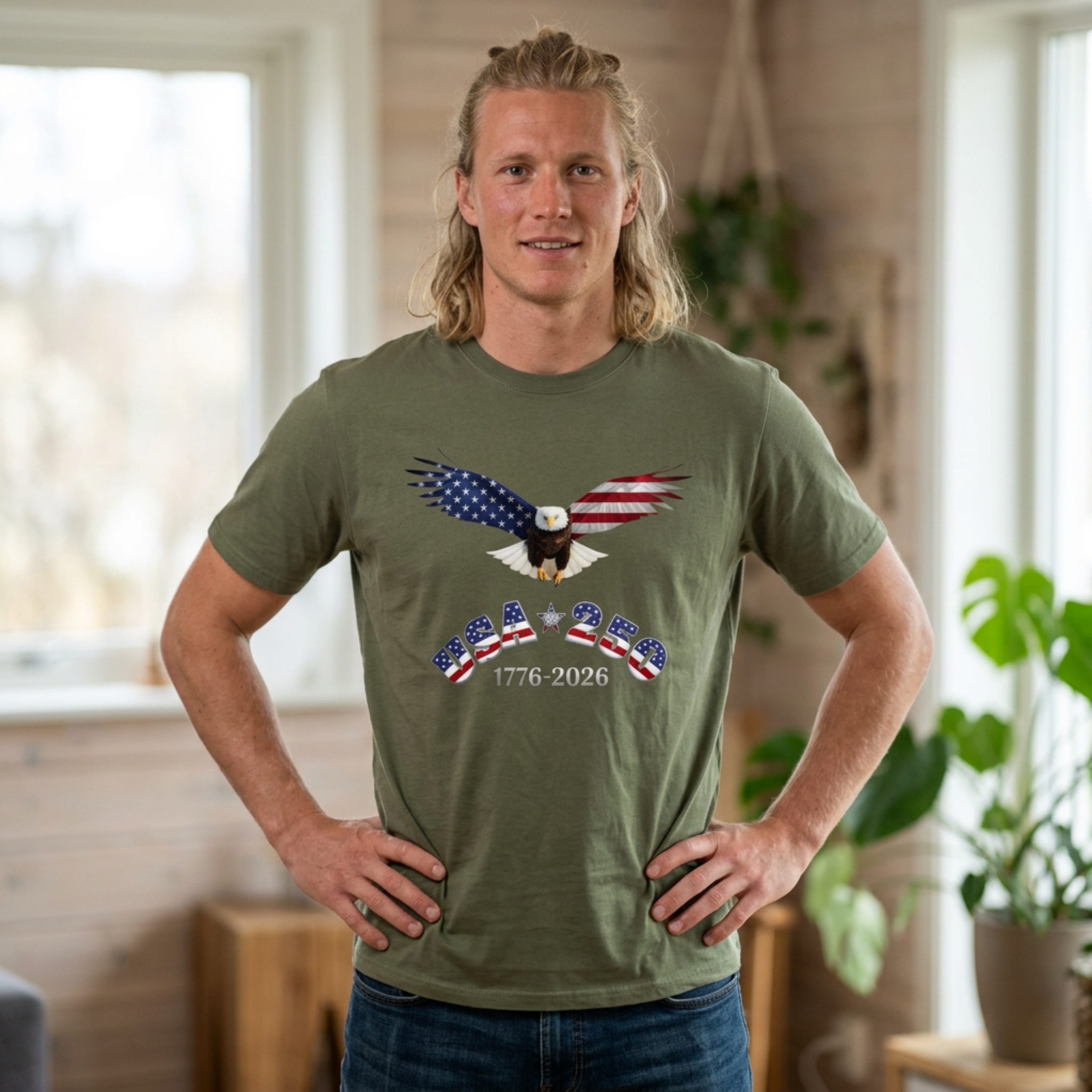 American Flag Eagle Unisex T-Shirt | Patriotic 1776-2026 Design, USA 250 Tribute