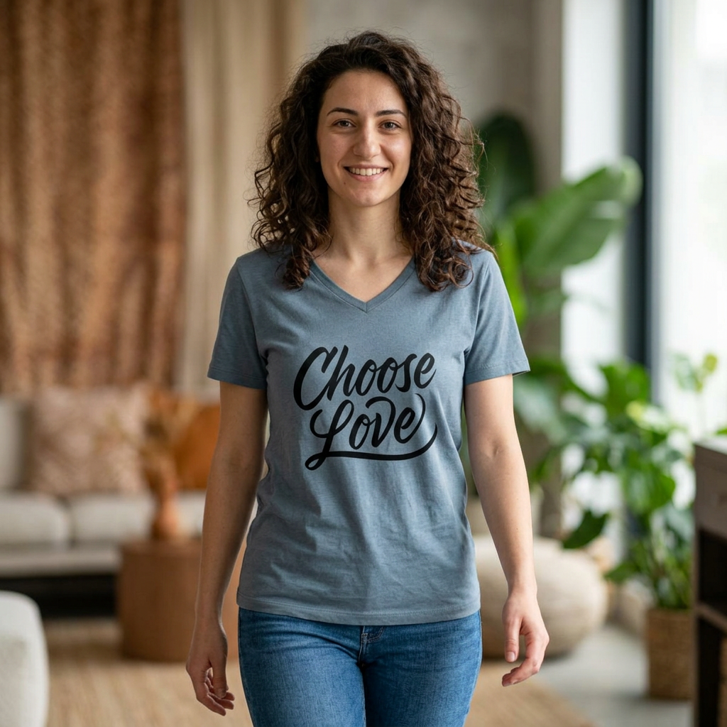 Choose Love Inspirational Ladies V Neck Tee, Kindness and Encouragement