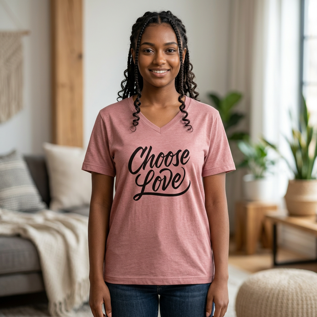 Choose Love Inspirational Ladies V Neck Tee, Kindness and Encouragement