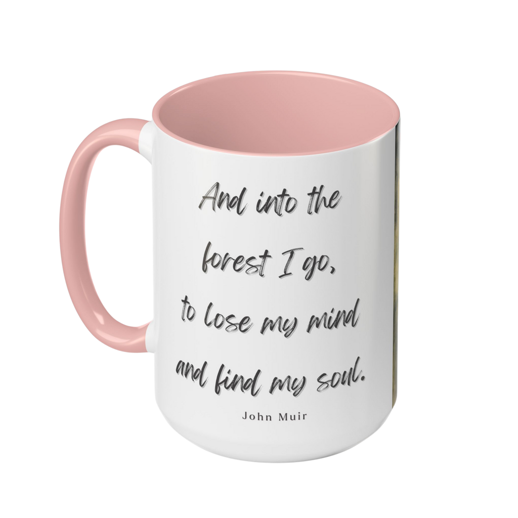 A Girl with Flowers Accent Coffee Mug | Vintage Nature Art, John Muir Quote