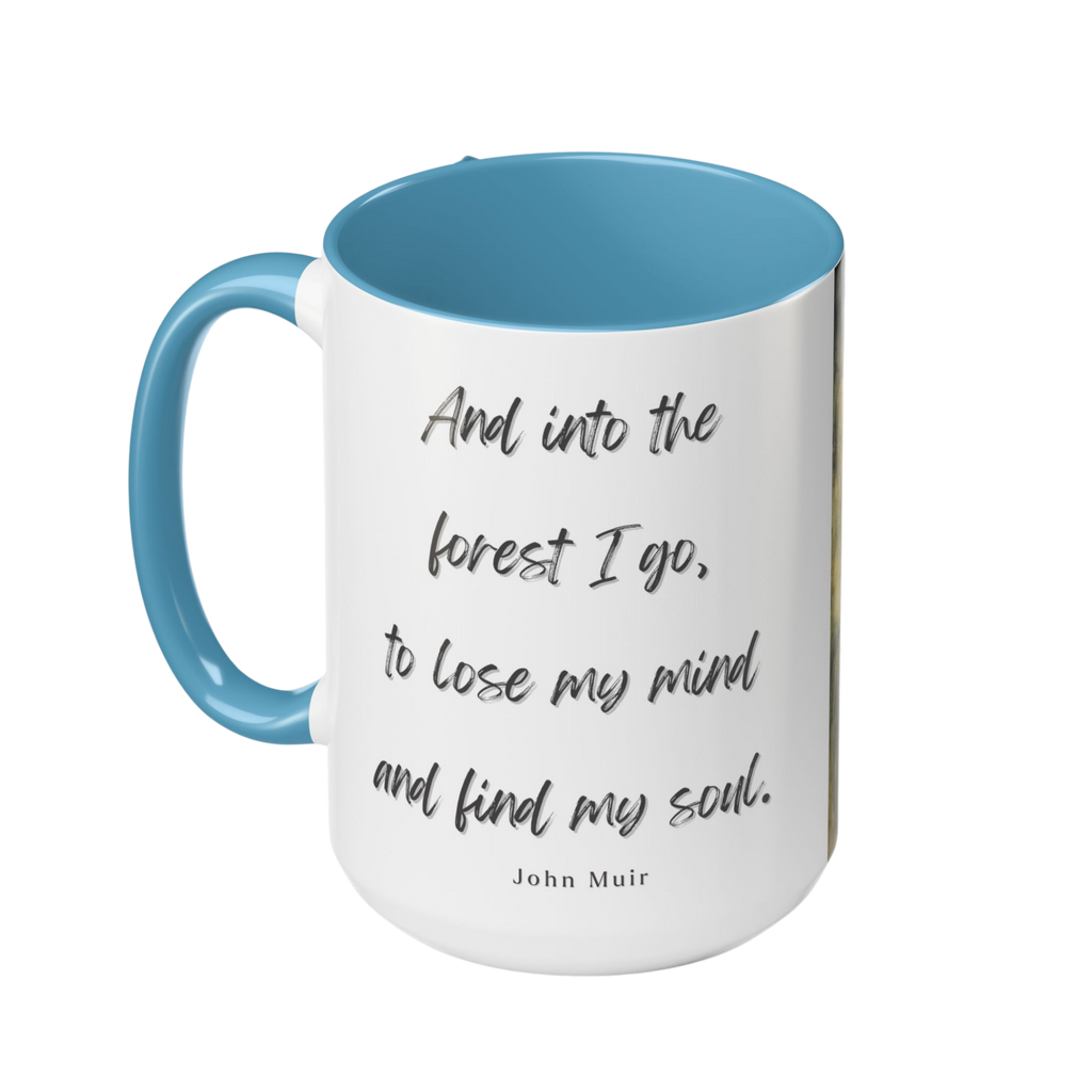A Girl with Flowers Accent Coffee Mug | Vintage Nature Art, John Muir Quote