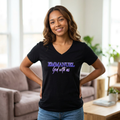 Emmanuel "God With Us" Name of God - Ladies V-Neck T-Shirt | Purple Script
