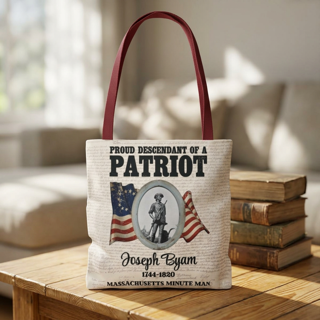 Patriot Descendant Tote Bag — "Proud Descendant of a Patriot" Revolutionary War Tribute | Personalize