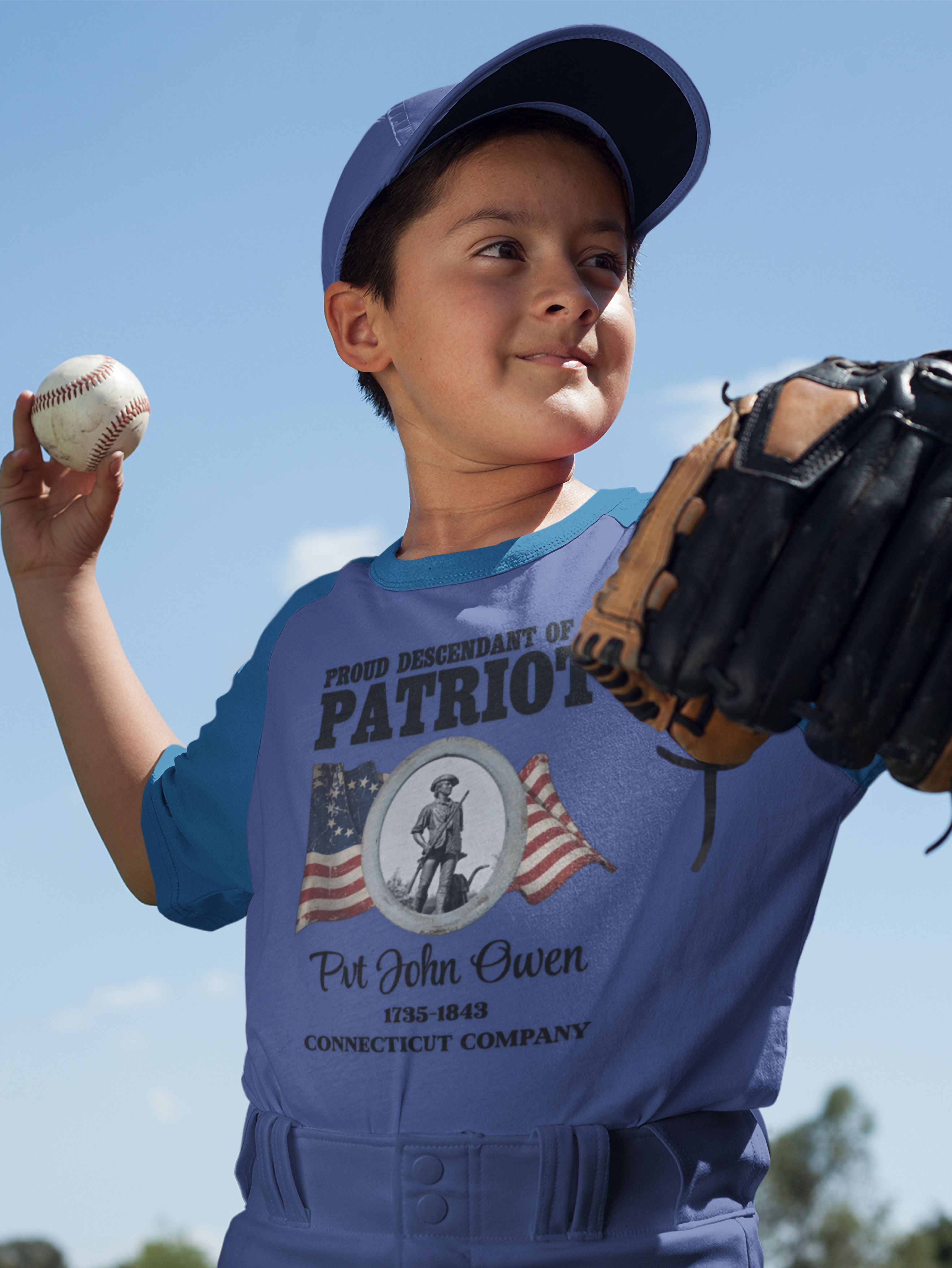 OWENS FAMILY with authentic obituary - Proud Descendant of a Patriot Unisex Kids Tee | Revolutionary Soldier, American Flag