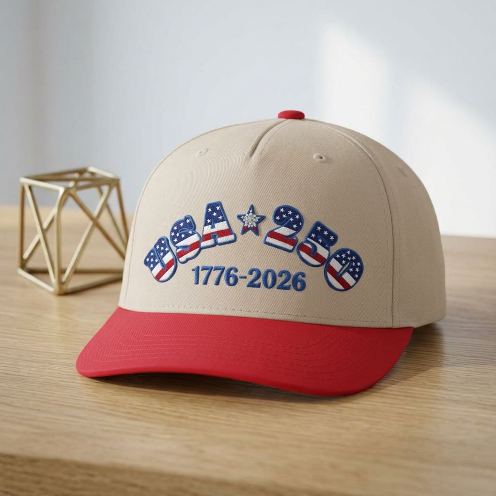 USA 250th Anniversary Baseball Cap — Patriotic 1776-2026 Mid Profile Hat