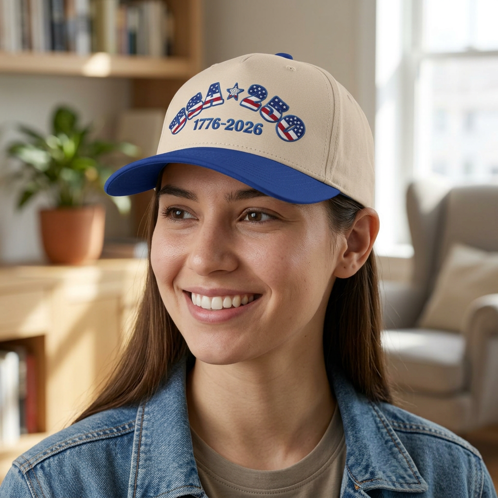 USA 250th Anniversary Baseball Cap — Patriotic 1776-2026 Mid Profile Hat