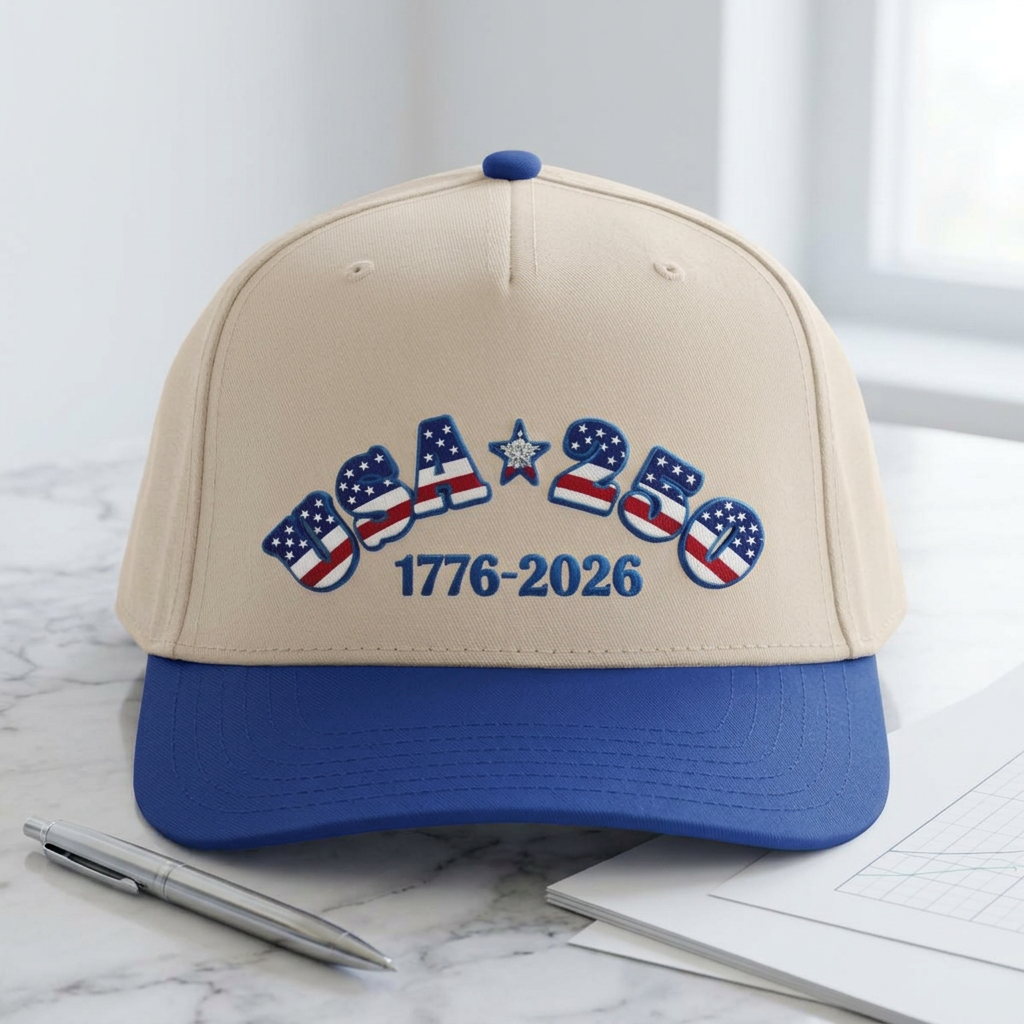 USA 250th Anniversary Baseball Cap — Patriotic 1776-2026 Mid Profile Hat