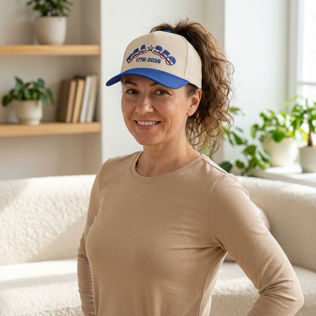 USA 250th Anniversary Baseball Cap — Patriotic 1776-2026 Mid Profile Hat