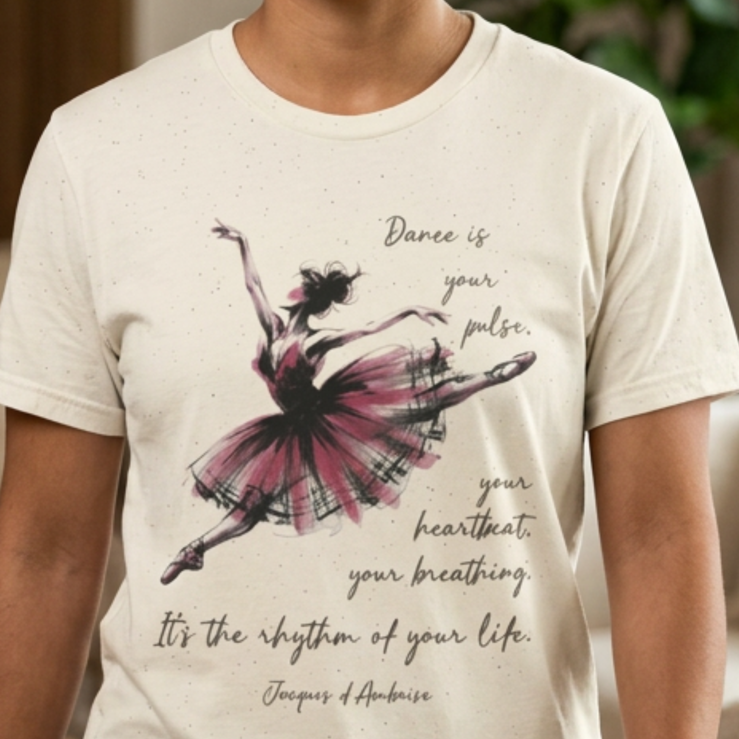 Ballet Dancer Illustration T-Shirt | Dance is Your Pulse Quote Jacques d'Amboise