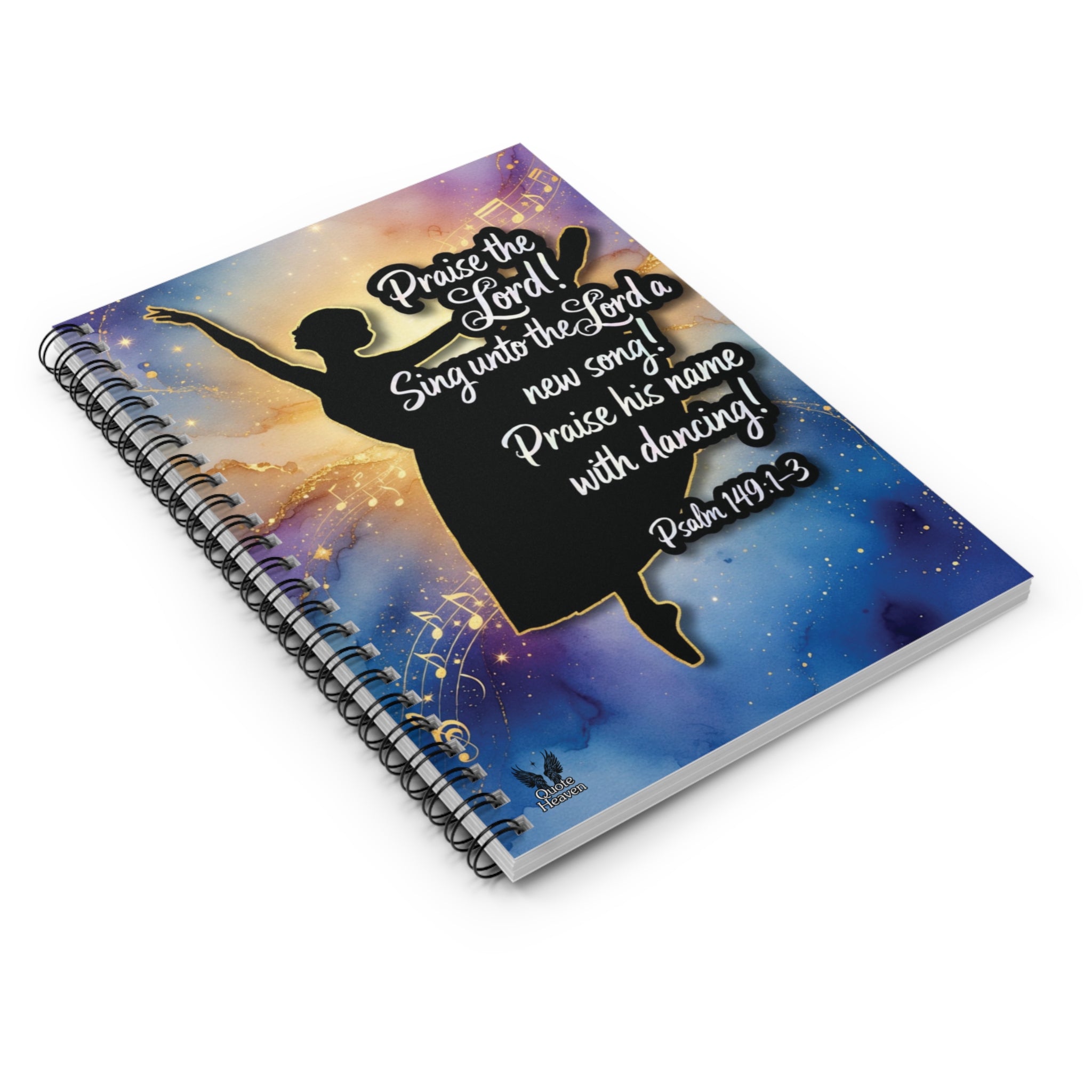 Praise the Lord Dancing Silhouette, Psalm 149:1-3, Spiral Notebook | Ruled Journal