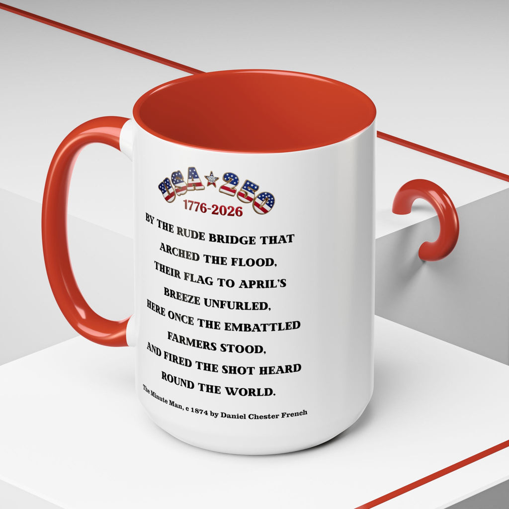 Descendant of a Patriot Coffee Mug (15oz) Vintage Minute Man Statue, Betsy Ross Flag, Personalize