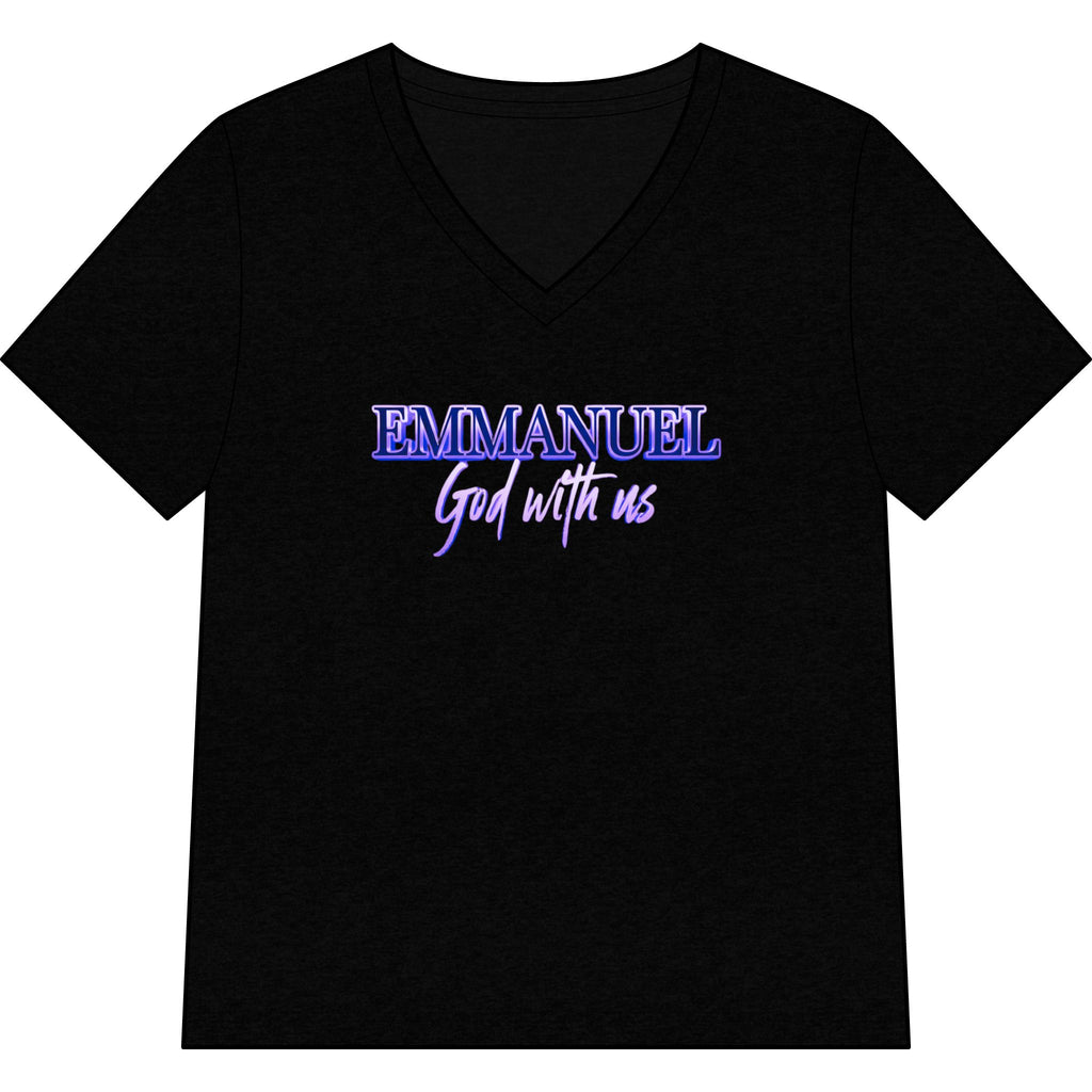 Emmanuel "God With Us" Name of God - Ladies V-Neck T-Shirt | Purple Script