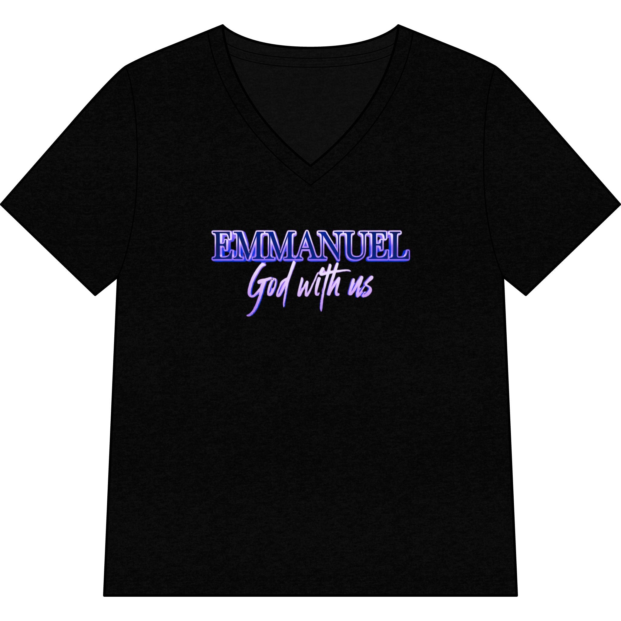 Emmanuel "God With Us" Name of God - Ladies V-Neck T-Shirt | Purple Script