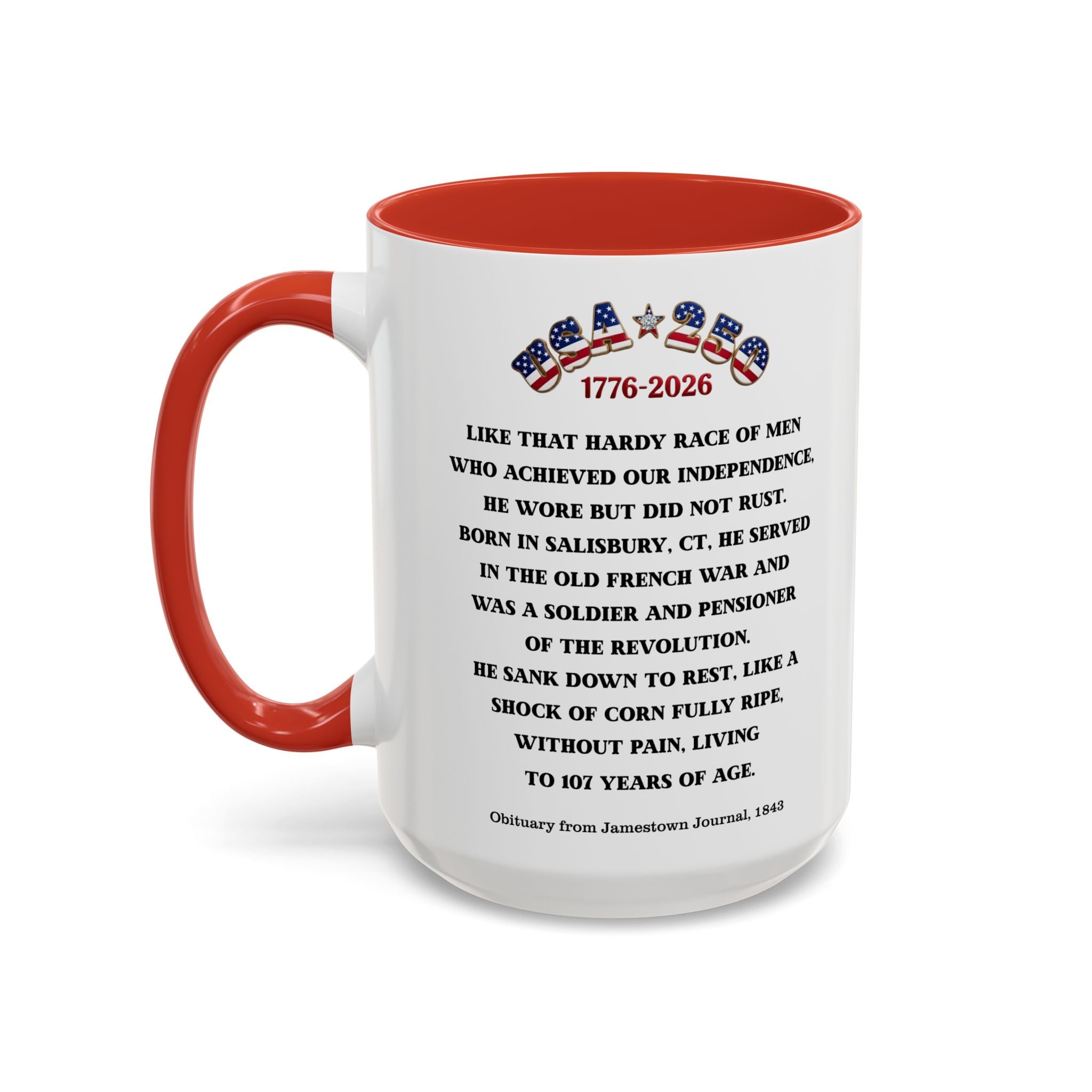 OWENS FAMILY with authentic obituary - Proud Descendant of a Patriot 15 oz mug | Revolutionary Soldier, American Flag