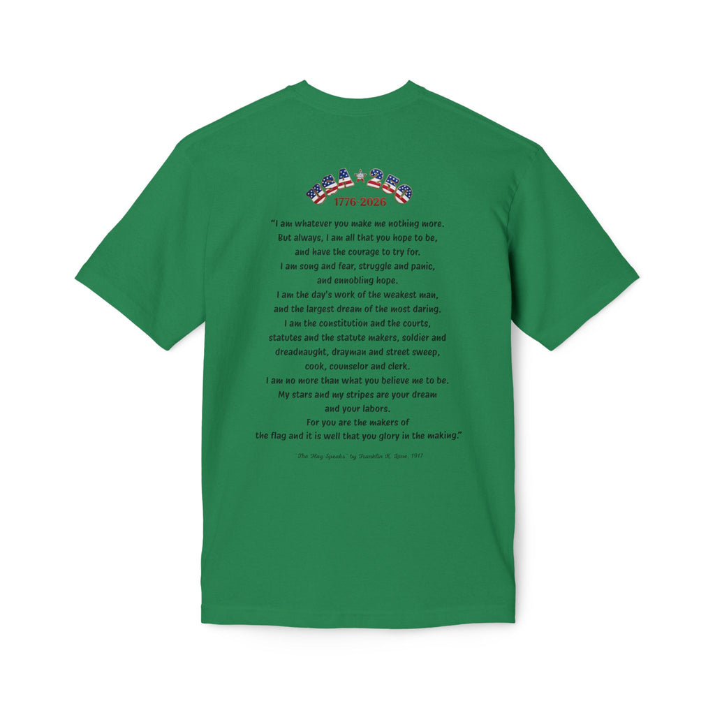 Betsy Ross Flag Soaring Eagle Unisex T-Shirt | USA 250 1776-2026, The Flag Speaks poem