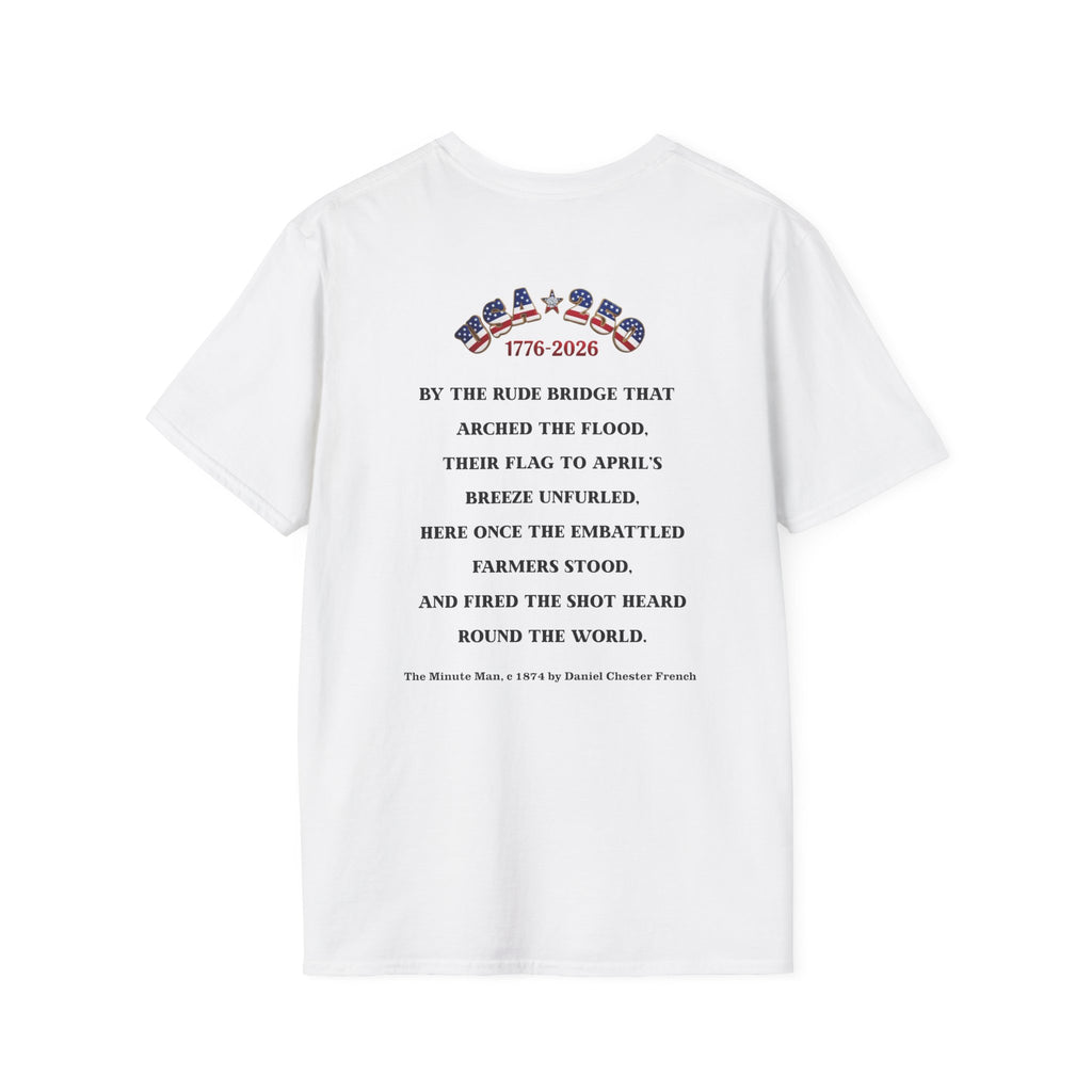 Proud Descendant of a Patriot Unisex T-Shirt | USA 250 Tribute, Personalized, Minute Man Tribute on Back