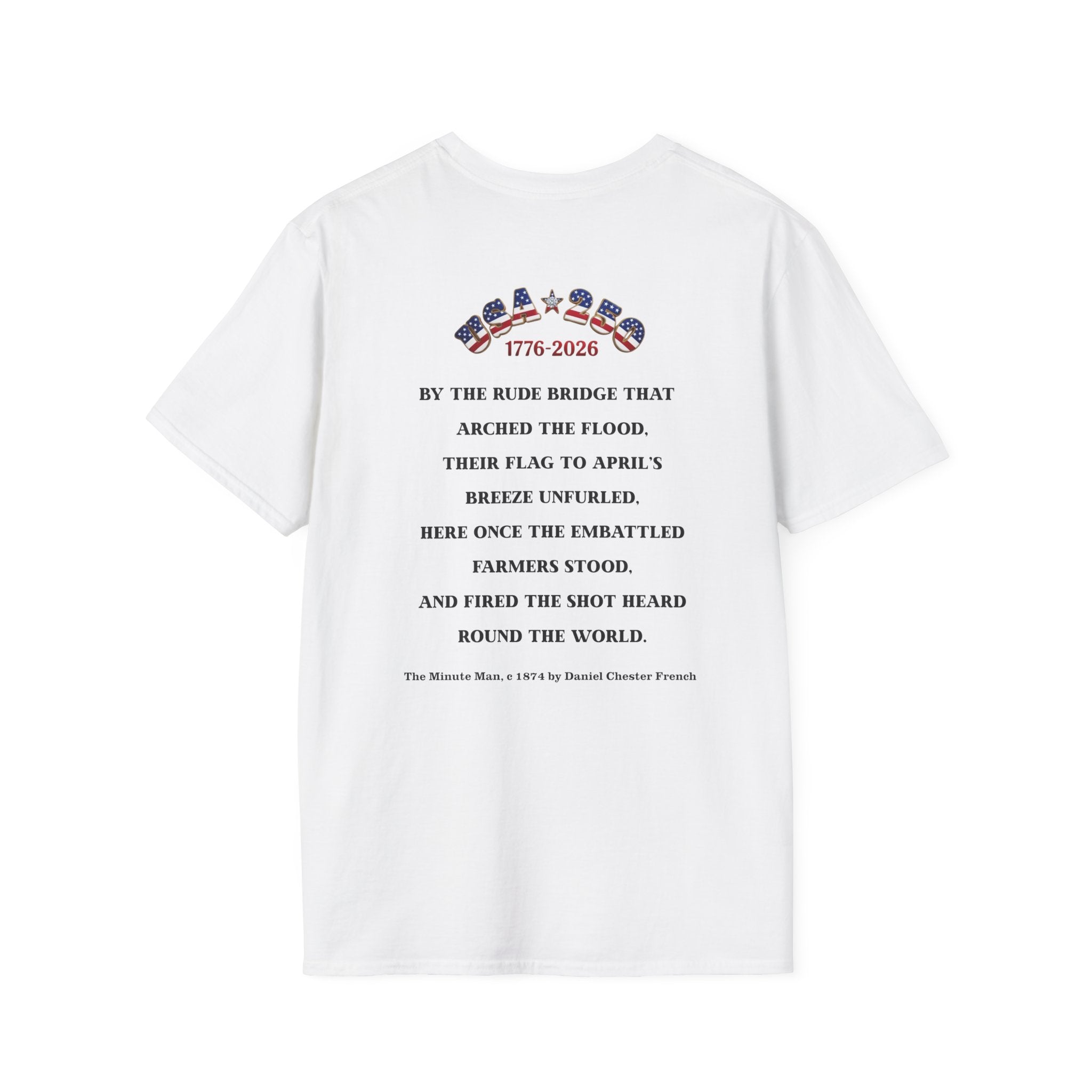 Proud Descendant of a Patriot Unisex T-Shirt | USA 250 Tribute, Personalized, Minute Man Tribute on Back